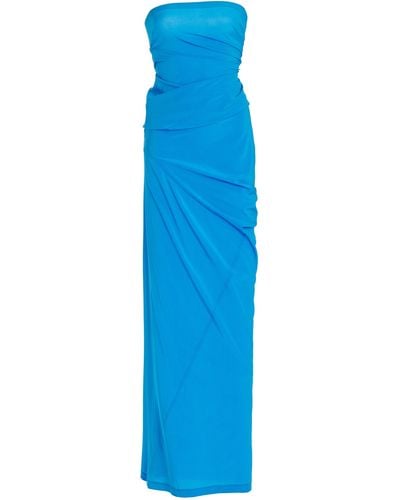 Proenza Schouler Odette Strapless Silk-blend Maxi Dress - Blue