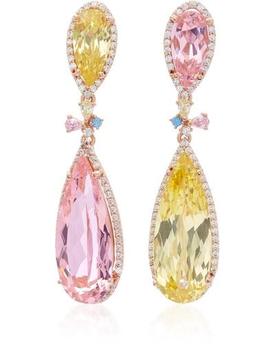 Anabela Chan 18k Yellow Gold Vermeil Multi-stone Earrings - Pink