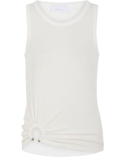 Rabanne Ring-gathered Stretch-cotton Tank Top - White