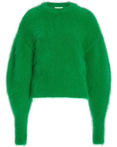 Ulla Johnson Emira Fuzzy Angora-blend Knit Sweater - Green