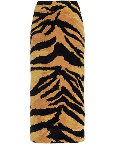 Oscar de la Renta Chenille Tiger-jacquard Pencil Skirt - Multicolour