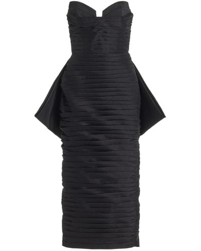Rachel Gilbert Marji Bow-detailed Pleated-taffeta Midi Dress - Black