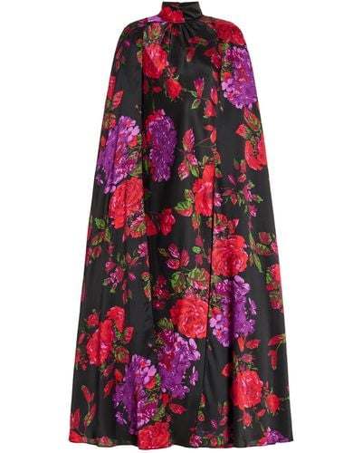 Rodarte Floral-printed Silk Satin Midi Dress - Red