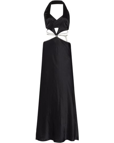 Michael Lo Sordo Alexa Cutout Crystal-embellished Satin Maxi Dress - Black