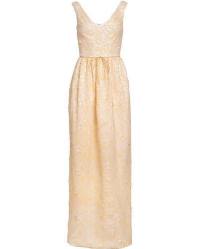 Markarian Alice Daisy-appliqued Off-the-shoulder Gown - Natural
