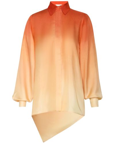 Zimmermann Tranquility Draped Silk Shirt - Orange