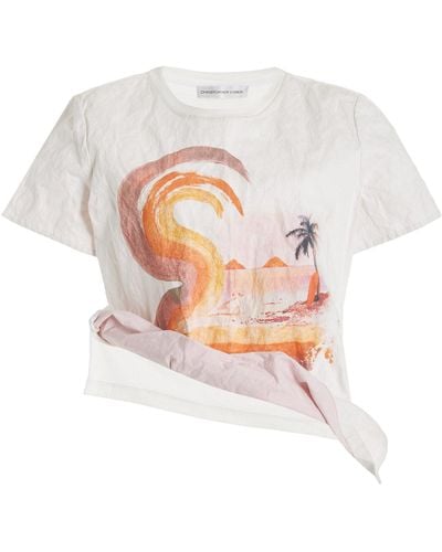 Christopher Esber Exclusive Surf-print Crushed-cotton T-shirt - White