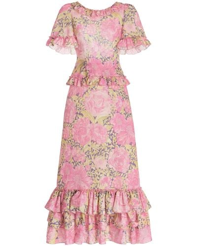 The Vampire's Wife The Heidi Printed Linen-cotton Maxi Dress - Pink