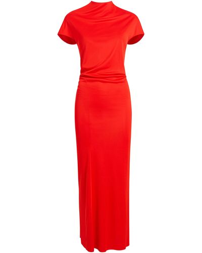 Khaite Yenza Draped Jersey Maxi Dress - Red