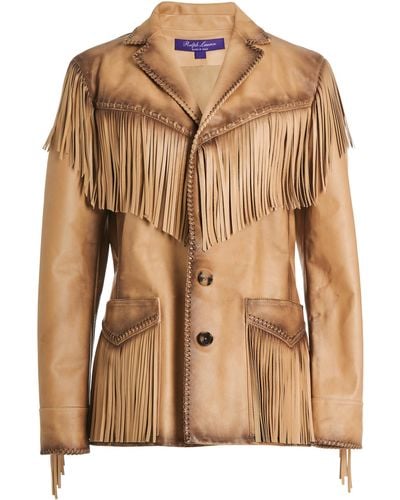 Ralph Lauren Fringed Degradé Leather Jacket - Brown