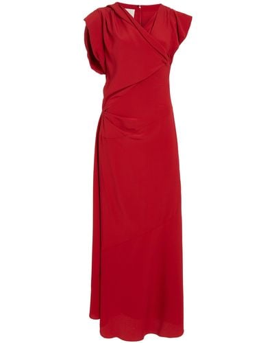 Isabel Marant Kidena Draped Satin Midi Dress - Red