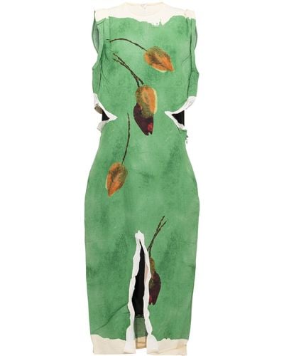 Prada Cutout Midi Dress - Green