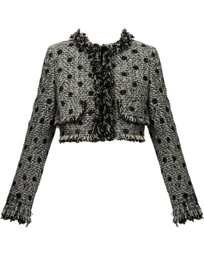 Erdem Cropped Tweed Jacket - Black