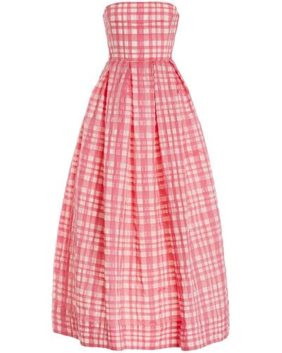 Rosie Assoulin Oh Oh Livia's Strapless Gingham Midi Dress - Pink