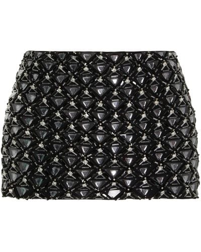 Miu Miu Crystal And Sequin-embellished Cady Mini Skirt - Black
