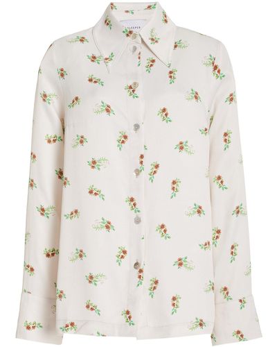Sleeper Blossom-printed Satin Shirt - White