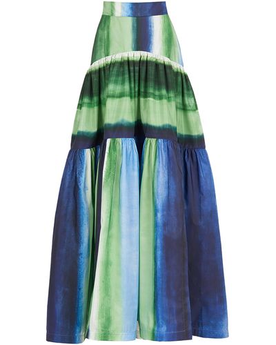 Silvia Tcherassi Venus Taffeta Maxi Skirt - Blue