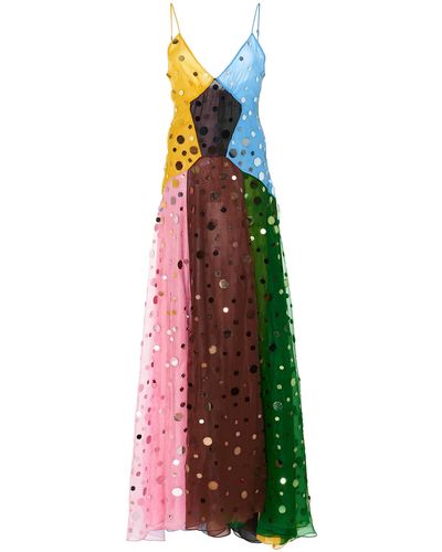 Rosie Assoulin Color-blocked Sequined Silk Dress - Multicolor