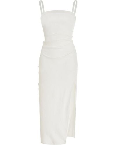 Anemos The Nadege Draped Linen-blend Midi Dress - White