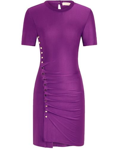 Rabanne Gathered Jersey Mini Dress - Purple