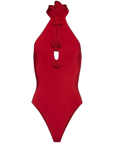Magda Butrym Floral-detailed Bodysuit - Red