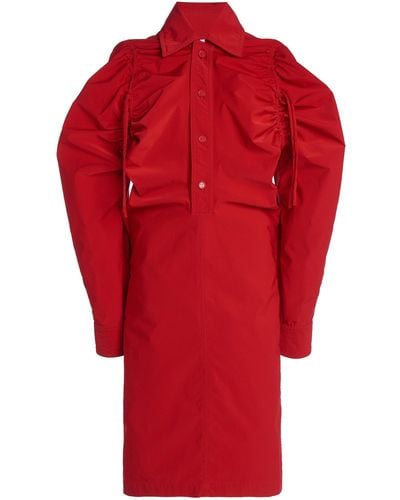 Bottega Veneta Drawstring-detailed Tech-wool Midi Shirt Dress - Red
