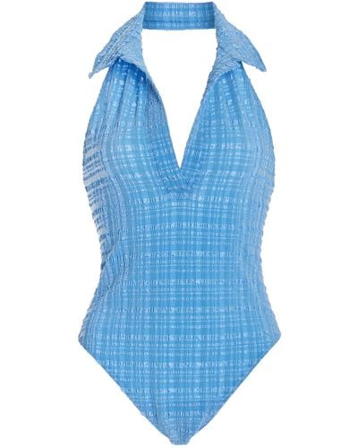 Lisa Marie Fernandez Polo Seersucker One-piece Swimsuit - Blue