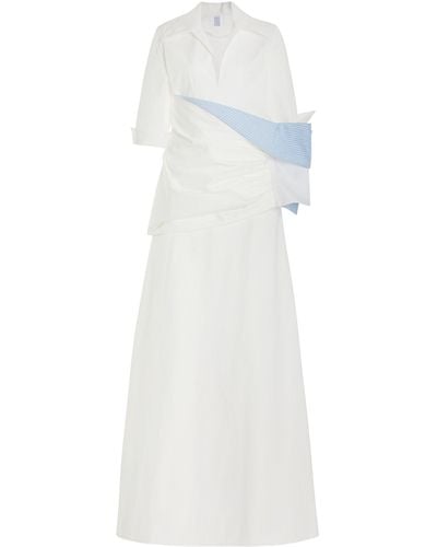 Rosie Assoulin Uptown Wrapped Cotton Maxi Shirt Dress - White