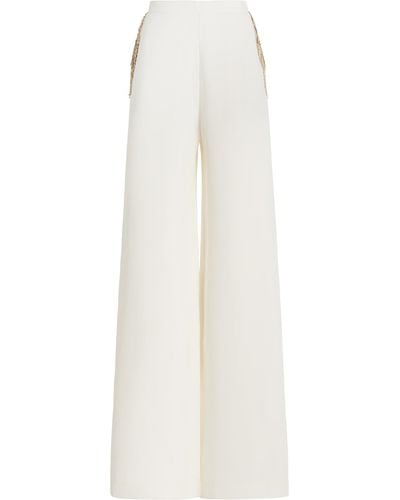 Cucculelli Shaheen Exclusive Filante Fringed Silk Trousers - White
