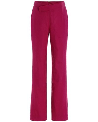 Cult Gaia Melina High-waist Straight-leg Linen-blend Pants - Pink