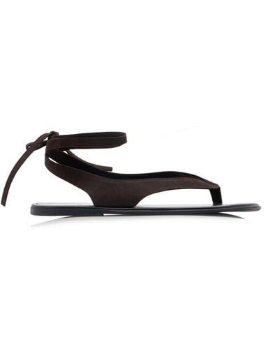The Row Beach Lace-up Leather Sandals - Black