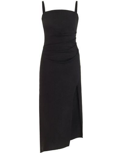 Anemos Tiered Beaded Fringe Mini Dress - Black