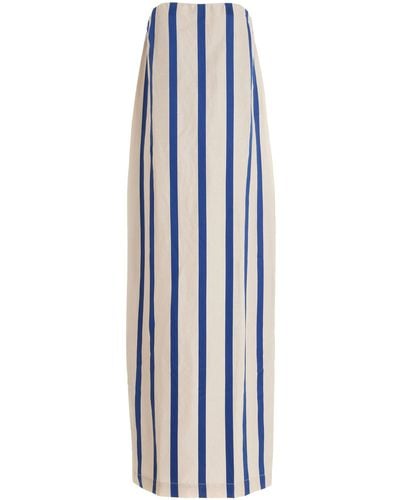 Bondi Born Maine Strapless Striped -linen Maxi Dress - Blue