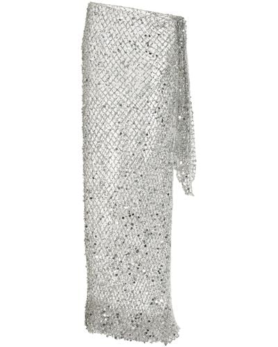 LAPOINTE Sequined Mesh Maxi Skirt - White