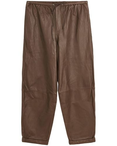 By Malene Birger Joanni Leather Trousers - Brown