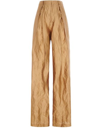 Ralph Lauren Greer Oversize Metallic Organza Wide-leg Trousers - Natural