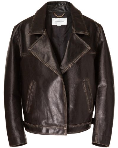 Victoria Beckham Oversized Leather Biker Jacket - Black