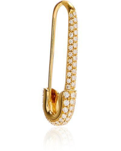 Anita Ko 18k Yellow Gold Diamond Single Safety Pin Earring - Left Side - Metallic