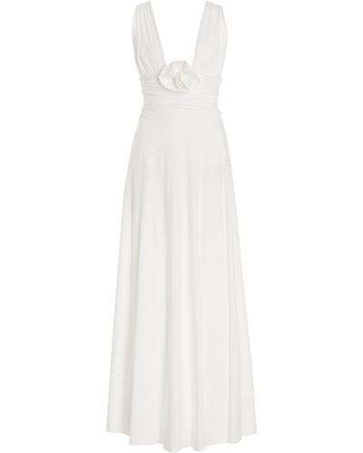 Maygel Coronel Orinoco Rosette-detailed Jersey Maxi Dress - White