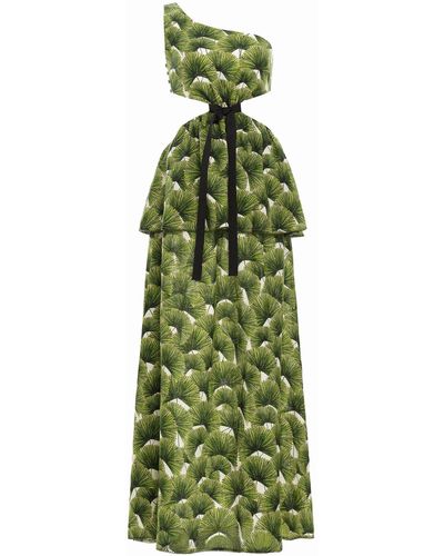 Agua Bendita Nogal Palma Mangle Dia Printed Linen Maxi Dress - Green