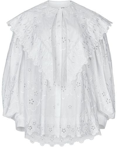 Simone Rocha Signature Sleeve Pointed Collar Short Dress W/trim - White