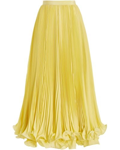 Balmain Pleated Light-crepe Maxi Skirt - Yellow