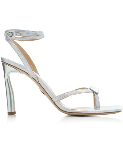 Paul Andrew Iridescent Mirrored Leather Sandals - White