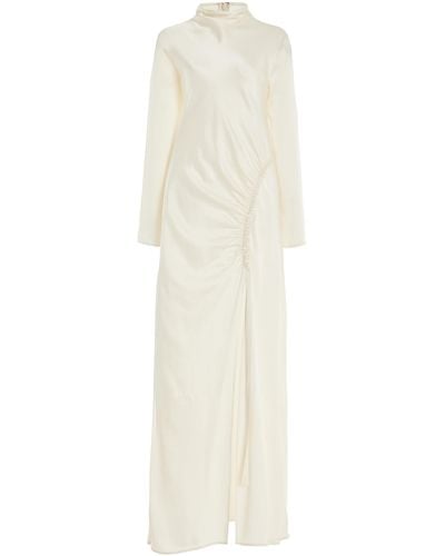 LAPOINTE Exclusive Gathered Satin Maxi Dress - White