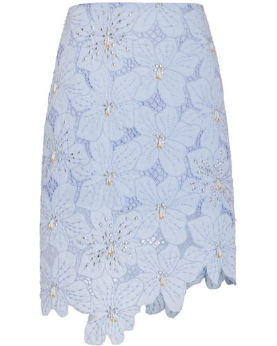 Wales Bonner Constellation Embellished Floral Lace Midi Skirt - Blue