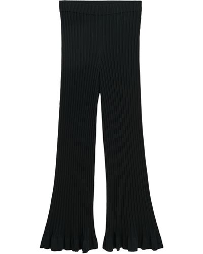By Malene Birger Kenzie Flared Knit Cotton-blend Pants - Black
