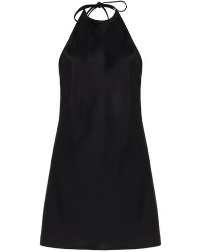 Miu Miu Envers Satin Halter Mini Dress - Black