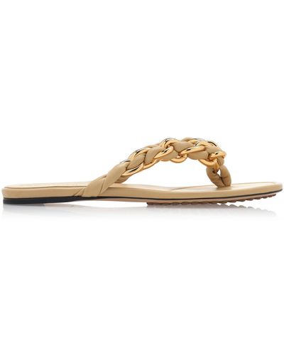 Bottega Veneta Dot Lagoon Chain Flat Sandals - Metallic