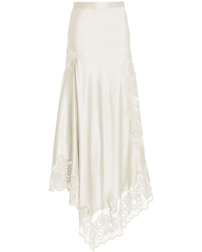 Ulla Johnson Cressida Lace-trimmed Silk Midi Skirt - White
