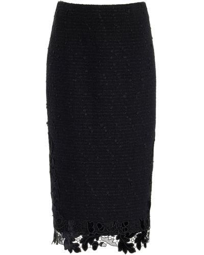 Oscar de la Renta Lace-trimmed Tweed Skirt - Black